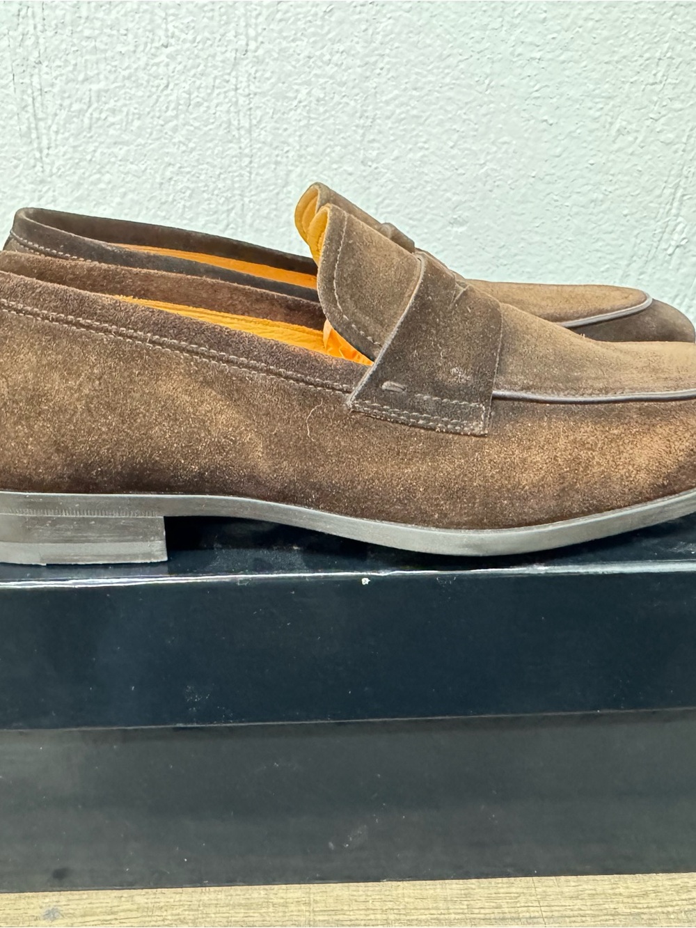 Magnanni Dark Brown Suede Penny Loafers